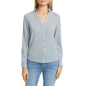 Ted Baker London Castelo Metallic Knit Top Light Blue Glitter Size 5 US 12